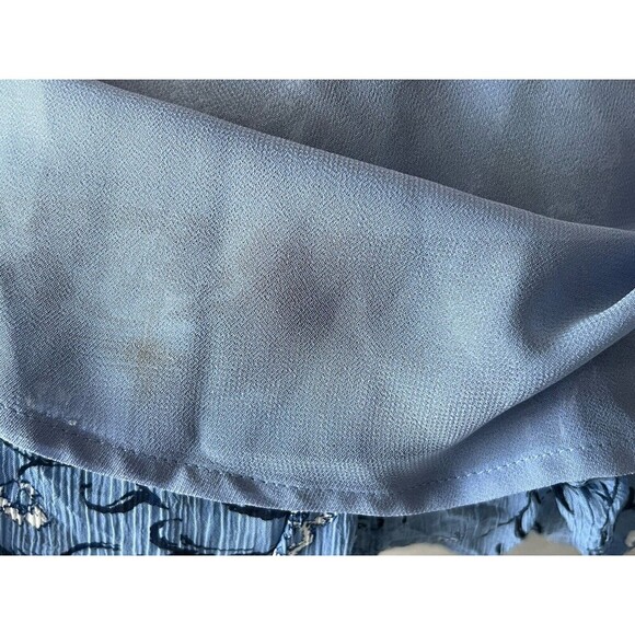 Lucky Brand Layla Scarf Dress Womens Small Blue Floral Strappy Flowy Sheer Boho - Picture 14 of 14